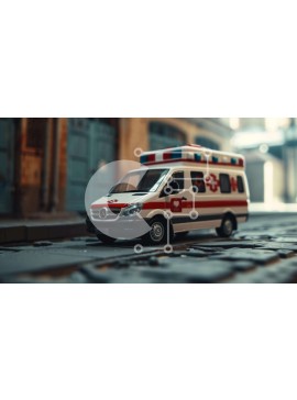 Intra Συλλεκτικό Ξύλινο Παζλ Plywood  4mm - Παιχνίδι όχημα ασθενοφόρου σε αστικό περιβάλλον Σε Ξύλινο Κουτί - Διαστάσεις Puzzle: 10x10 cm – 25 κομμάτια