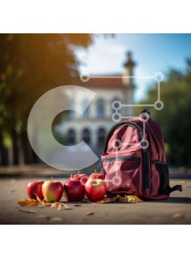 Intra Συλλεκτικό Ξύλινο Παζλ Plywood  4mm - Κόκκινο σακίδιο πλάτης με μήλα και φύλλα Σε Ξύλινο Κουτί - Διαστάσεις: 10x10 cm – 25 κομμάτια