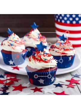 Σετ των 2 Intra Συλλεκτικό Ξύλινο Παζλ Plywood  4mm - Cupcakes Red Velvet με Πατριωτικά Διακοσμητικά Σε Ξύλινο Κουτί - Διαστάσεις: 10x10 cm – 25 κομμάτια