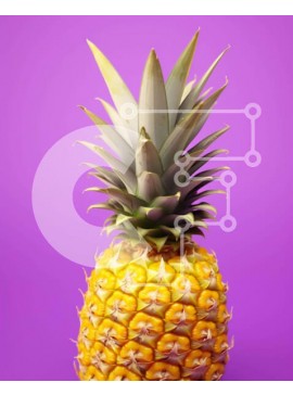 Σετ των 2 Intra Συλλεκτικό Ξύλινο Παζλ Plywood  4mm - Φρέσκος κίτρινος ανανάς σε μωβ φόντο Σε Ξύλινο Κουτί - Διαστάσεις: 10x10 cm – 25 κομμάτια