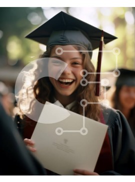 Intra Συλλεκτικό Ξύλινο Παζλ Plywood  4mm - Νεαρή γυναίκα με καπέλο και φόρεμα αποφοίτησης Σε Ξύλινο Κουτί - Διαστάσεις Puzzle: 10x10 cm – 25 κομμάτια