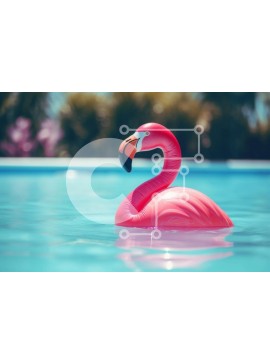 Intra Συλλεκτικό Ξύλινο Παζλ Plywood  4mm - Ροζ παιχνίδι Flamingo που επιπλέει στην πισίνα Σε Ξύλινο Κουτί - Διαστάσεις: 10x10 cm – 25 κομμάτια