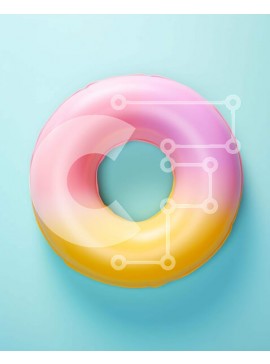 Σετ των 2 Intra Συλλεκτικό Ξύλινο Παζλ Plywood  4mm - Πολύχρωμο ντόνατ σε γαλάζιο φόντο Σε Ξύλινο Κουτί - Διαστάσεις: 10x10 cm – 25 κομμάτια