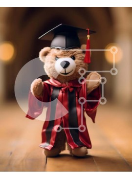 Intra Συλλεκτικό Ξύλινο Παζλ Plywood  4mm - Εορταστικό αρκουδάκι με ενδυμασία αποφοίτησης Σε Ξύλινο Κουτί - Διαστάσεις Puzzle: 10x10 cm – 25 κομμάτια