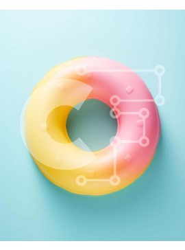 Σετ των 2 Intra Συλλεκτικό Ξύλινο Παζλ Plywood  4mm - Πολύχρωμο φουσκωτό δαχτυλίδι πισίνας σε σχήμα ντόνατ Σε Ξύλινο Κουτί - Διαστάσεις: 10x10 cm – 25 κομμάτια