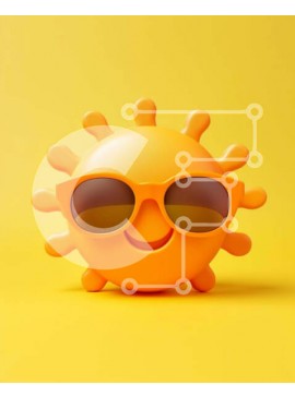 Intra Συλλεκτικό Ξύλινο Παζλ Plywood  4mm - Πορτοκαλί ήλιος με γυαλιά ηλίου Σε Ξύλινο Κουτί - Διαστάσεις Puzzle: 10x10 cm – 25 κομμάτια