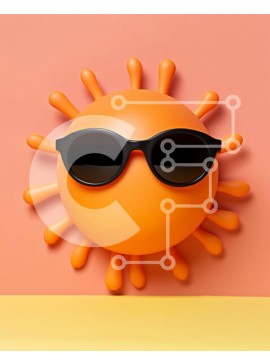 Intra Συλλεκτικό Ξύλινο Παζλ Plywood  4mm - Πορτοκαλί ήλιος με γυαλιά ηλίου Σε Ξύλινο Κουτί - Διαστάσεις Puzzle: 10x10 cm – 25 κομμάτια