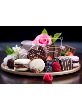 Σετ των 2 Intra Συλλεκτικό Ξύλινο Παζλ Plywood  4mm - Διάφορα επιδόρπια στο πιάτο Σε Ξύλινο Κουτί - Διαστάσεις: 10x10 cm – 25 κομμάτια