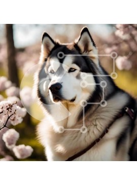 Intra Συλλεκτικό Ξύλινο Παζλ Plywood  4mm - Περίεργος γεροδεμένος σκύλος με ροζ άνθη Σε Ξύλινο Κουτί - Διαστάσεις: 10x10 cm – 25 κομμάτια