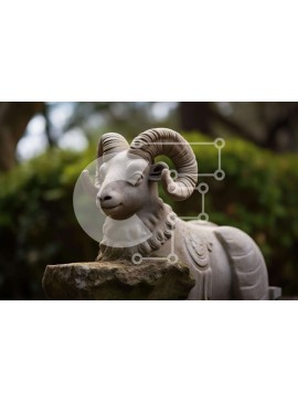 Intra Συλλεκτικό Ξύλινο Παζλ Plywood  4mm - Πέτρινο άγαλμα κριάρι σε εξωτερικό περιβάλλον Σε Ξύλινο Κουτί - Διαστάσεις: 10x10 cm – 25 κομμάτια