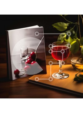 Σετ των 2 Intra Συλλεκτικό Ξύλινο Παζλ Plywood  4mm - Ζεστή σκηνή με κόκκινο κρασί, κεράσια και φυτά Σε Ξύλινο Κουτί - Διαστάσεις: 10x10 cm – 25 κομμάτια