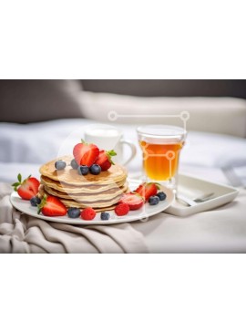 Σετ των 2 Intra Συλλεκτικό Ξύλινο Παζλ Plywood  4mm - Στοίβα από τηγανίτες με φρέσκα μούρα και γάλα Σε Ξύλινο Κουτί - Διαστάσεις: 10x10 cm – 25 κομμάτια