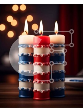 Intra Συλλεκτικό Ξύλινο Παζλ Plywood  4mm - Κόκκινα, λευκά και μπλε κεριά για πατριωτικές γιορτές Σε Ξύλινο Κουτί - Διαστάσεις Puzzle: 10x10 cm – 25 κομμάτια