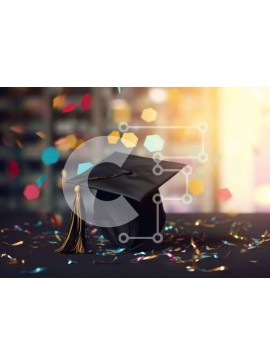 Intra Συλλεκτικό Ξύλινο Παζλ Plywood  4mm - Μαύρο καπέλο αποφοίτησης σε κομφετί Σε Ξύλινο Κουτί - Διαστάσεις Puzzle: 10x10 cm – 25 κομμάτια