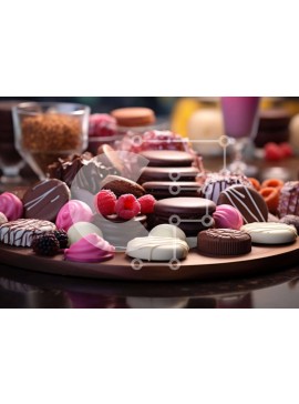 Σετ των 2 Intra Συλλεκτικό Ξύλινο Παζλ Plywood  4mm - Ποικιλία από σοκολάτες, μούρα και γλυκές λιχουδιές Σε Ξύλινο Κουτί - Διαστάσεις: 10x10 cm – 25 κομμάτια