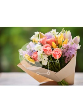 Intra Συλλεκτικό Ξύλινο Παζλ Plywood  4mm - Πολύχρωμο μπουκέτο λουλουδιών Σε Ξύλινο Κουτί - Διαστάσεις: 10x10 cm – 25 κομμάτια