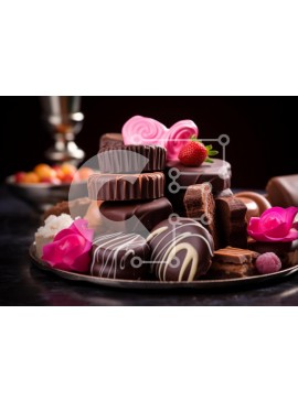 Σετ των 2 Intra Συλλεκτικό Ξύλινο Παζλ Plywood  4mm - Ποικιλία από σοκολάτες και γλυκά Σε Ξύλινο Κουτί - Διαστάσεις: 10x10 cm – 25 κομμάτια