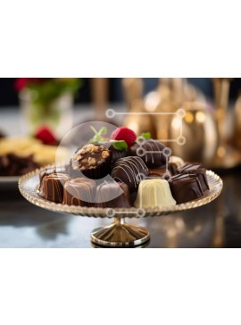 Σετ των 2 Intra Συλλεκτικό Ξύλινο Παζλ Plywood  4mm - Επιχρυσωμένο πιάτο γλυκού με διάφορες σοκολάτες και γλυκές λιχουδιές Σε Ξύλινο Κουτί - Διαστάσεις: 10x10 cm – 25 κομμάτια