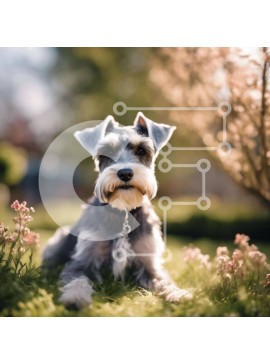 Intra Συλλεκτικό Ξύλινο Παζλ Plywood  4mm - Γαλήνια σκηνή: Σκύλος Schnauzer που χαλαρώνει στο γρασίδι Σε Ξύλινο Κουτί - Διαστάσεις: 10x10 cm – 25 κομμάτια