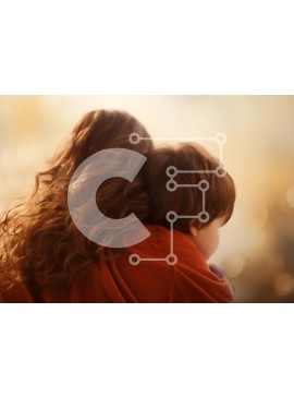 Intra Συλλεκτικό Ξύλινο Παζλ Plywood  4mm - Μητέρα που αγκαλιάζει το παιχνιδιάρικο παιδί Σε Ξύλινο Κουτί - Διαστάσεις Puzzle: 10x10 cm – 25 κομμάτια