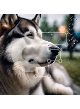 Intra Συλλεκτικό Ξύλινο Παζλ Plywood  4mm - Σκυλί γεροδεμένος σε βροχερό καιρό που κοιτάζει ψηλά στην κάμερα Σε Ξύλινο Κουτί - Διαστάσεις: 10x10 cm – 25 κομμάτια