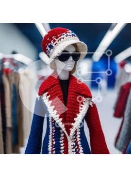 Σετ των 2 Intra Συλλεκτικό Ξύλινο Παζλ Plywood  4mm - Κομψό μανεκέν σε κόκκινο, λευκό και μπλε ντύσιμο Σε Ξύλινο Κουτί - Διαστάσεις: 10x10 cm – 25 κομμάτια