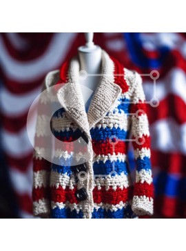 Σετ των 2 Intra Συλλεκτικό Ξύλινο Παζλ Plywood  4mm - Πουλόβερ εμπνευσμένο από αμερικανική σημαία σε μανεκέν Σε Ξύλινο Κουτί - Διαστάσεις: 10x10 cm – 25 κομμάτια