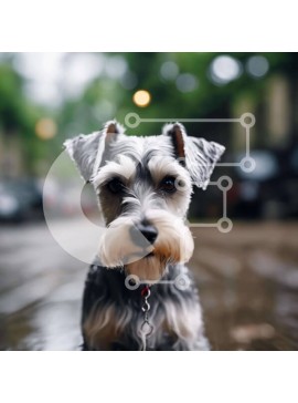 Intra Συλλεκτικό Ξύλινο Παζλ Plywood  4mm - Μικρό σκυλί Schnauzer σε βροχερό καιρό Σε Ξύλινο Κουτί - Διαστάσεις: 10x10 cm – 25 κομμάτια