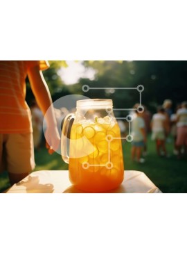 Σετ των 2 Intra Συλλεκτικό Ξύλινο Παζλ Plywood  4mm - Υπαίθρια συγκέντρωση με κανάτα ποτού πορτοκαλιού Σε Ξύλινο Κουτί - Διαστάσεις: 10x10 cm – 25 κομμάτια