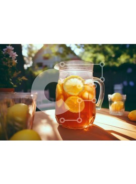 Σετ των 2 Intra Συλλεκτικό Ξύλινο Παζλ Plywood  4mm - Στάμνα λεμονάδας με φρέσκα λεμόνια και φρούτα Σε Ξύλινο Κουτί - Διαστάσεις: 10x10 cm – 25 κομμάτια