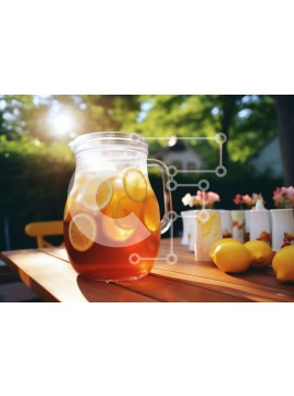 Σετ των 2 Intra Συλλεκτικό Ξύλινο Παζλ Plywood  4mm - Στάμνα λεμονάδας με φρέσκα λεμόνια και φλιτζάνια Σε Ξύλινο Κουτί - Διαστάσεις: 10x10 cm – 25 κομμάτια