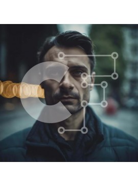 Intra Συλλεκτικό Ξύλινο Παζλ Plywood  4mm - Άτομο που στέκεται στο δρόμο με τα φώτα Σε Ξύλινο Κουτί - Διαστάσεις Puzzle: 10x10 cm – 25 κομμάτια