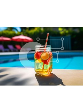 Σετ των 2 Intra Συλλεκτικό Ξύλινο Παζλ Plywood  4mm - Δροσιστικό Mason Jar Lemonade δίπλα στην πισίνα Σε Ξύλινο Κουτί - Διαστάσεις: 10x10 cm – 25 κομμάτια