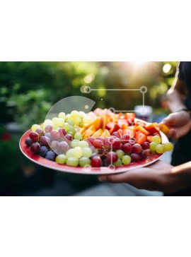 Σετ των 2 Intra Συλλεκτικό Ξύλινο Παζλ Plywood  4mm - Πιάτο με φρούτα και λαχανικά Σε Ξύλινο Κουτί - Διαστάσεις: 10x10 cm – 25 κομμάτια