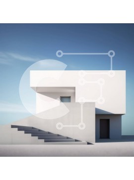 Intra Συλλεκτικό Ξύλινο Παζλ Plywood  4mm - Λευκό κτίριο με σκάλες Σε Ξύλινο Κουτί - Διαστάσεις Puzzle: 10x10 cm – 25 κομμάτια