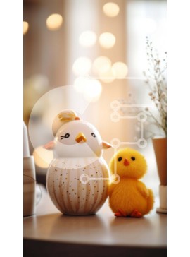 Intra Συλλεκτικό Ξύλινο Παζλ Plywood  4mm - Διακόσμηση τραπεζιού με θέμα την άνοιξη με μικρά ειδώλια και φυτά σε γλάστρες Σε Ξύλινο Κουτί - Διαστάσεις Puzzle: 10x10 cm – 25 κομμάτια