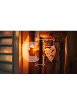 Intra Συλλεκτικό Ξύλινο Παζλ Plywood  4mm - Λευκό χαρτί σε σχήμα καρδιάς στην πόρτα με το φως των κεριών Σε Ξύλινο Κουτί - Διαστάσεις Puzzle: 10x10 cm – 25 κομμάτια