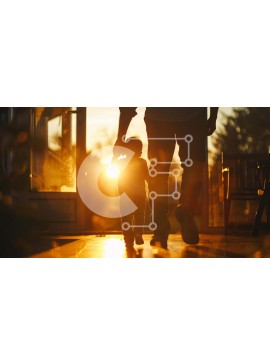 Intra Συλλεκτικό Ξύλινο Παζλ Plywood  4mm - Άνδρας και παιδί που περπατούν μέσα από την πόρτα στο ηλιοβασίλεμα Σε Ξύλινο Κουτί - Διαστάσεις Puzzle: 10x10 cm – 25 κομμάτια