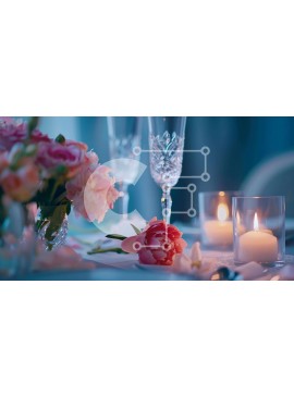 Σετ των 2 Intra Συλλεκτικό Ξύλινο Παζλ Plywood  4mm - Κομψό σετ τραπεζαρίας με ροζ λουλούδια και κεριά Σε Ξύλινο Κουτί - Διαστάσεις: 10x10 cm – 25 κομμάτια