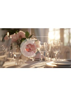 Σετ των 2 Intra Συλλεκτικό Ξύλινο Παζλ Plywood  4mm - Κομψό σετ τραπεζαρίας με ροζ λουλούδια και ποτήρια κρασιού Σε Ξύλινο Κουτί - Διαστάσεις: 10x10 cm – 25 κομμάτια