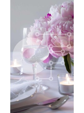 Intra Συλλεκτικό Ξύλινο Παζλ Plywood  4mm - Κομψό σετ τραπεζαρίας με ροζ λουλούδια Σε Ξύλινο Κουτί - Διαστάσεις: 10x10 cm – 25 κομμάτια