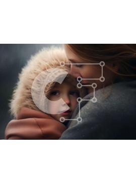 Intra Συλλεκτικό Ξύλινο Παζλ Plywood  4mm - Μητέρα και παιδί αγκαλιάζονται στη βροχή Σε Ξύλινο Κουτί - Διαστάσεις Puzzle: 10x10 cm – 25 κομμάτια