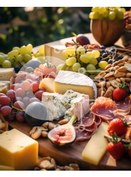 Σετ των 2 Intra Συλλεκτικό Ξύλινο Παζλ Plywood  4mm - Πιατέλα με διάφορα τυριά, φρούτα και ξηρούς καρπούς Σε Ξύλινο Κουτί - Διαστάσεις: 10x10 cm – 25 κομμάτια