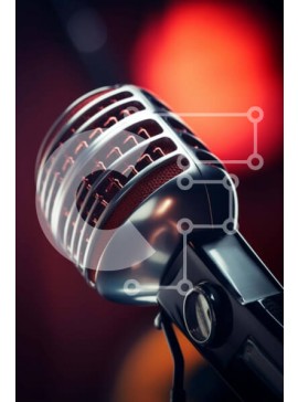 Intra Συλλεκτικό Ξύλινο Παζλ Plywood  4mm - Vintage μικρόφωνο με κόκκινα και πορτοκαλί φώτα Σε Ξύλινο Κουτί - Διαστάσεις Puzzle: 10x10 cm – 25 κομμάτια