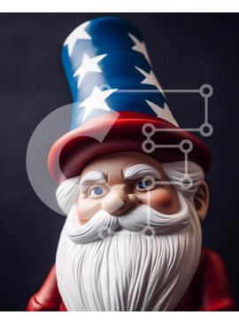 Intra Συλλεκτικό Ξύλινο Παζλ Plywood  4mm - Αμερικάνικο άγαλμα Gnome με πατριωτικές διακοσμήσεις Σε Ξύλινο Κουτί - Διαστάσεις Puzzle: 10x10 cm – 25 κομμάτια