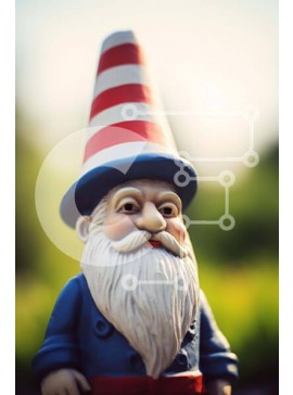 Intra Συλλεκτικό Ξύλινο Παζλ Plywood  4mm - Παιχνίδι Gnome με κόκκινο, λευκό και μπλε ριγέ καπέλο Σε Ξύλινο Κουτί - Διαστάσεις Puzzle: 10x10 cm – 25 κομμάτια