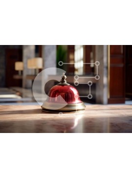 Intra Συλλεκτικό Ξύλινο Παζλ Plywood  4mm - Κόκκινο κουδούνι σε μαρμάρινο τραπέζι στο λόμπι Σε Ξύλινο Κουτί - Διαστάσεις Puzzle: 10x10 cm – 25 κομμάτια