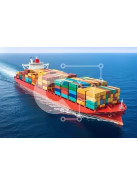 Intra Συλλεκτικό Ξύλινο Παζλ Plywood  4mm - Μεγάλο πλοίο εμπορευματοκιβωτίων που πλέει στον ανοιχτό ωκεανό Σε Ξύλινο Κουτί - Διαστάσεις Puzzle: 10x10 cm – 25 κομμάτια