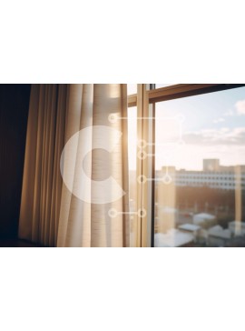 Intra Συλλεκτικό Ξύλινο Παζλ Plywood  4mm - Δωμάτιο με Ανοιχτό Παράθυρο και θέα στον ορίζοντα της πόλης Σε Ξύλινο Κουτί - Διαστάσεις Puzzle: 10x10 cm – 25 κομμάτια