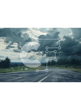 Intra Συλλεκτικό Ξύλινο Παζλ Plywood  4mm - Κενός δρόμος με στροφές κάτω από τον συννεφιασμένο ουρανό Σε Ξύλινο Κουτί - Διαστάσεις Puzzle: 10x10 cm – 25 κομμάτια